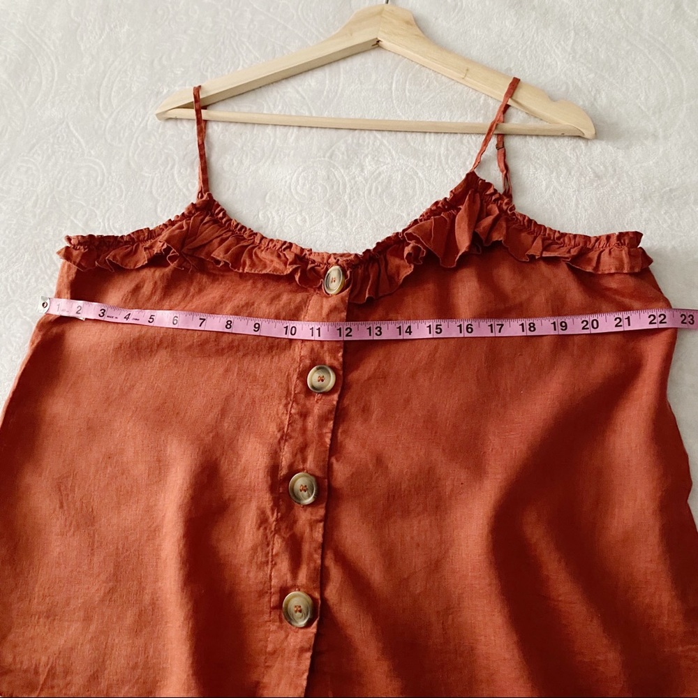 Linen Ruffle Button Down Tank - Picture 4 of 6